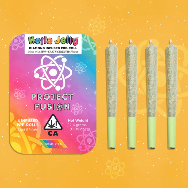 Project fusion - 4PK- 0.65G- HELLA JELLY- DIAMOND INFUSED- PRE ROLLS Main Image