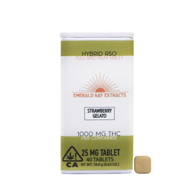 Emerald bay extracts - 40CT- STRAWBERRY GELATO- RSO- TABLETS Main Image