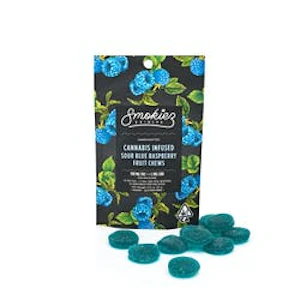 Smokiez - 10CT- SOUR BLUE RASPBERRY- FRUIT CHEWS