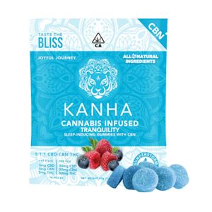 Kanha - 10CT- BLUE RASPBERRY- TRANQUILITY- 1:1:1- CBD:THC:CBN- GUMMIES