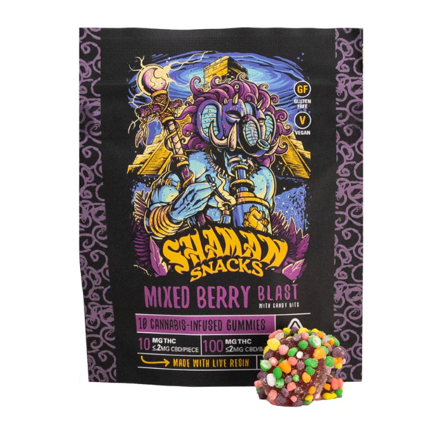 Shaman snacks - 10CT- MIXED BERRY- LIVE RESIN- GUMMIES Main Image